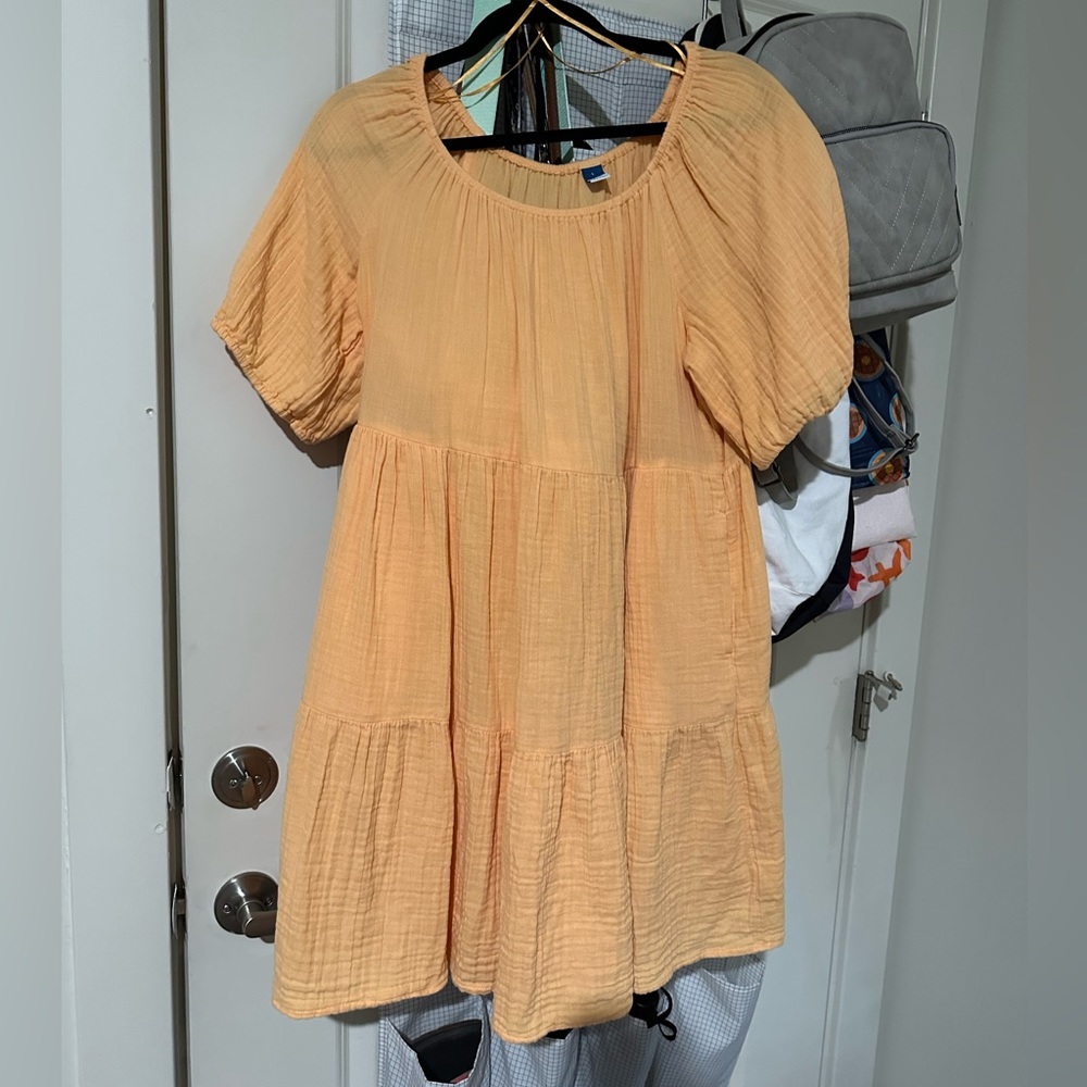 NWOT Old Navy Puff-Sleeve Tiered Mini Swing Dress for Women in color “Sunfish”